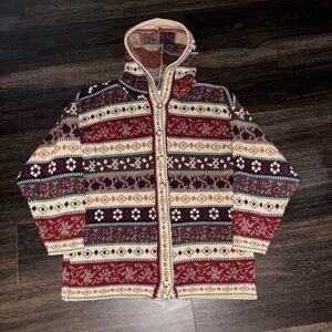 Vintage SML Sport Ltd Knitted Acrylic hooded Cardigan Sweater Multicolored 90s